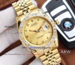 Perfect Replica Rolex Datejust Gold Diamond Dial Diamond Bezel Replica Watches